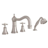 Rohl - Georgian EraE 4-Hole Deck Mount Tub Filler With Column Spout - Satin Nickel