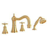 Rohl - Georgian EraE 4-Hole Deck Mount Tub Filler With Column Spout - English Gold