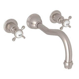 Rohl - EdwardianE Wall Mount Tub Filler Trim With Column Spout - Satin Nickel
