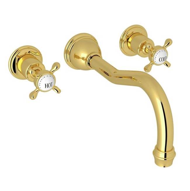 Rohl - EdwardianE Wall Mount Tub Filler Trim With Column Spout - Unlacquered Brass