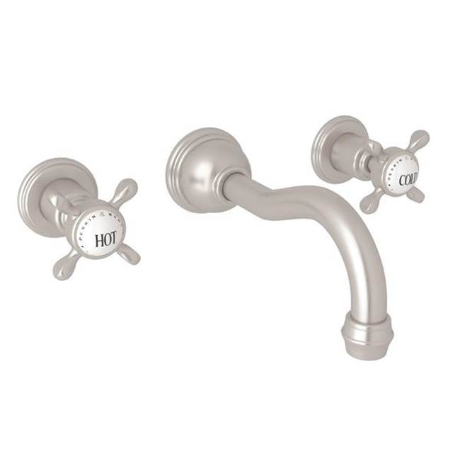 Rohl - EdwardianE Wall Mount Lavatory Faucet Trim With Column Spout - Satin Nickel