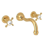 Rohl - EdwardianE Wall Mount Lavatory Faucet Trim With Column Spout - English Gold