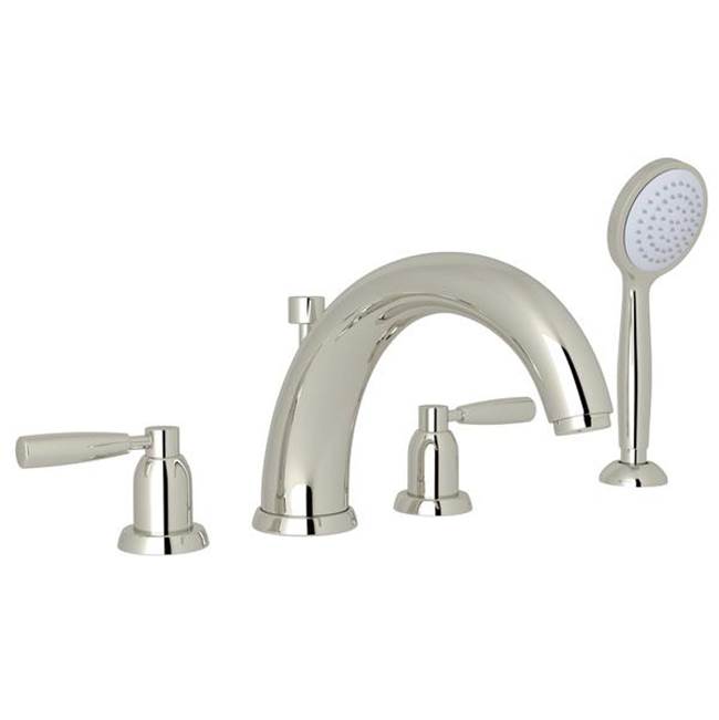 Rohl - HolbornE 4-Hole Deck Mount Tub Filler With U-Spout - Polished Nickel