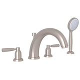 Rohl - HolbornE 4-Hole Deck Mount Tub Filler With U-Spout - Satin Nickel