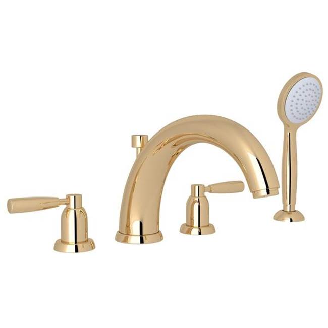 Rohl - HolbornE 4-Hole Deck Mount Tub Filler With U-Spout - English Gold