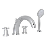 Rohl - HolbornE 4-Hole Deck Mount Tub Filler With U-Spout - Polished Chrome