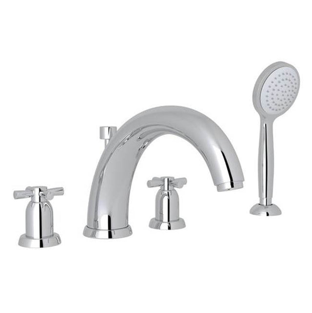 Rohl - HolbornE 4-Hole Deck Mount Tub Filler With U-Spout - Polished Chrome