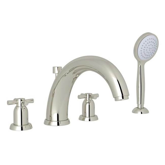 Rohl - HolbornE 4-Hole Deck Mount Tub Filler With U-Spout - Polished Nickel