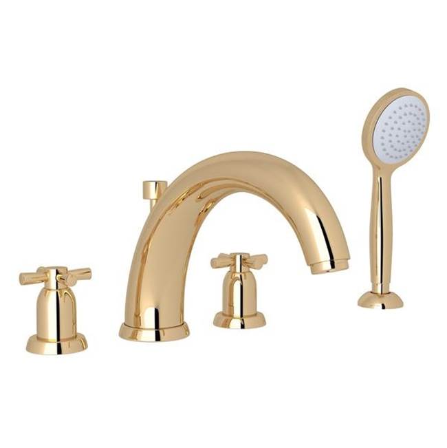 Rohl - HolbornE 4-Hole Deck Mount Tub Filler With U-Spout - English Gold