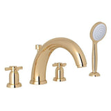 Rohl - HolbornE 4-Hole Deck Mount Tub Filler With U-Spout - English Gold