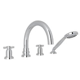 Rohl - HolbornE 4-Hole Deck Mount Tub Filler With C-Spout - Polished Chrome