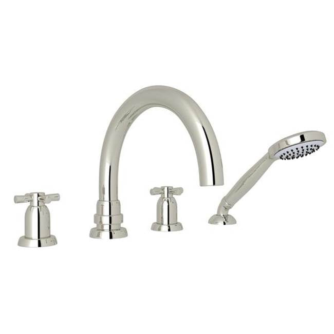 Rohl - HolbornE 4-Hole Deck Mount Tub Filler With C-Spout - Polished Nickel