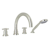 Rohl - HolbornE 4-Hole Deck Mount Tub Filler With C-Spout - Polished Nickel