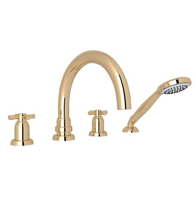 Rohl - HolbornE 4-Hole Deck Mount Tub Filler With C-Spout - English Gold