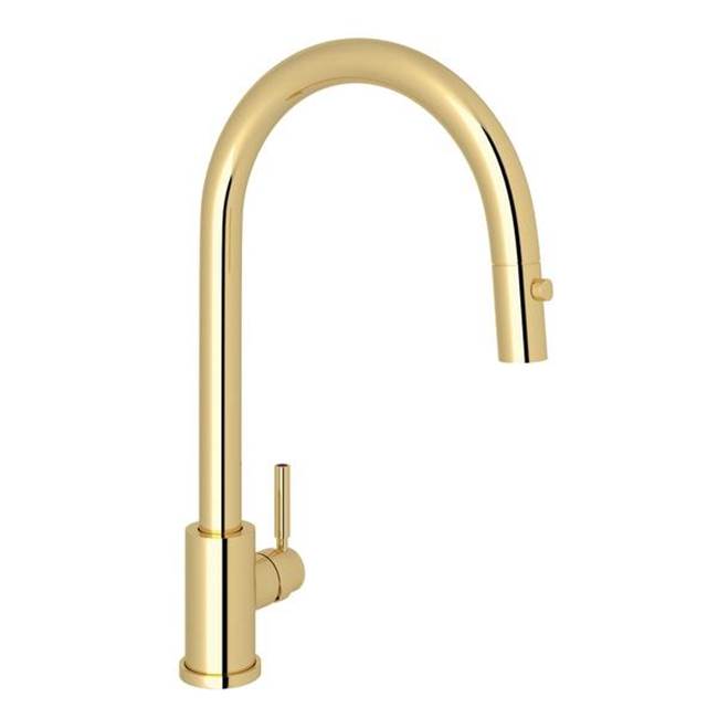 Rohl - HolbornE Pull-Down Kitchen Faucet With C-Spout - Unlacquered Brass