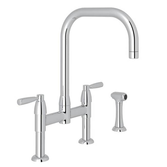Rohl - HolbornE Bridge Kitchen Faucet With U-Spout and Side Spray - Polished Nickel