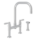 Rohl - HolbornE Bridge Kitchen Faucet With U-Spout and Side Spray - Polished Nickel