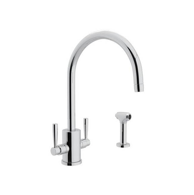 Rohl - HolbornE Two Handle Kitchen Faucet With Side Spray - Polished Chrome