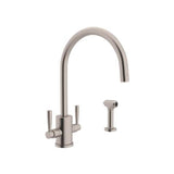 Rohl - HolbornE Two Handle Kitchen Faucet With Side Spray - Satin Nickel