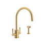 Rohl - HolbornE Two Handle Kitchen Faucet With Side Spray - Satin English Gold
