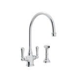 Rohl - Georgian EraE Two Handle Kitchen Faucet With Side Spray - Polished Chrome