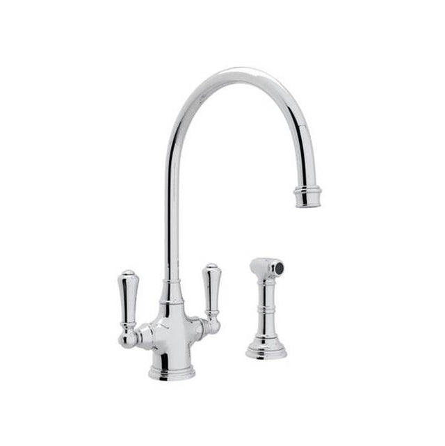 Rohl - Georgian EraE Two Handle Kitchen Faucet With Side Spray - Polished Chrome