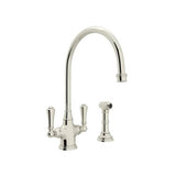 Rohl - Georgian EraE Two Handle Kitchen Faucet With Side Spray - Polished Nickel