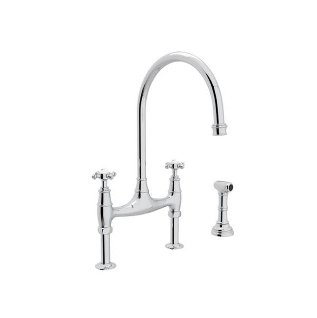Rohl - Georgian EraE Bridge Kitchen Faucet With Side Spray - Polished Chrome