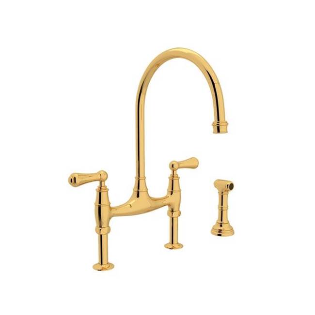 Rohl - Georgian EraE Bridge Kitchen Faucet With Side Spray - English Gold