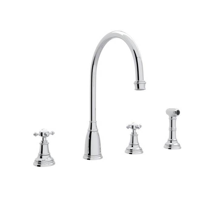 Rohl - Georgian EraE Two Handle Kitchen Faucet With Side Spray - Polished Chrome