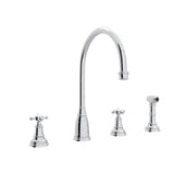 Rohl - Georgian EraE Two Handle Kitchen Faucet With Side Spray - Polished Chrome