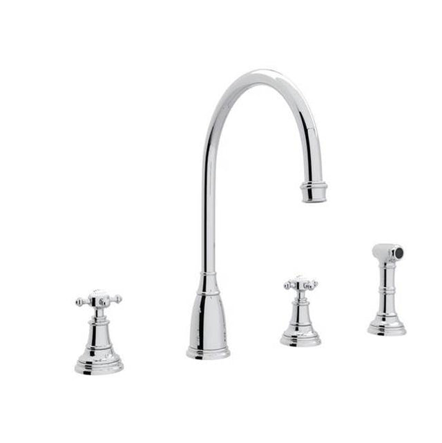 Rohl - Georgian EraE Two Handle Kitchen Faucet With Side Spray - Polished Chrome