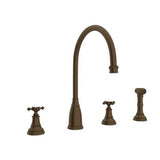 Rohl - Georgian EraE Two Handle Kitchen Faucet With Side Spray - English Bronze