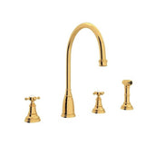 Rohl - Georgian EraE Two Handle Kitchen Faucet With Side Spray - English Gold
