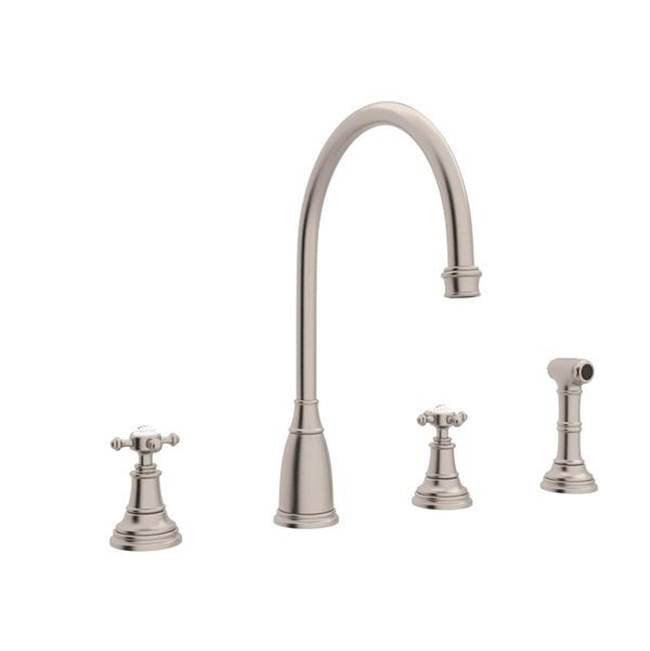 Rohl - Georgian EraE Two Handle Kitchen Faucet With Side Spray - Satin Nickel