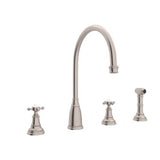 Rohl - Georgian EraE Two Handle Kitchen Faucet With Side Spray - Satin Nickel