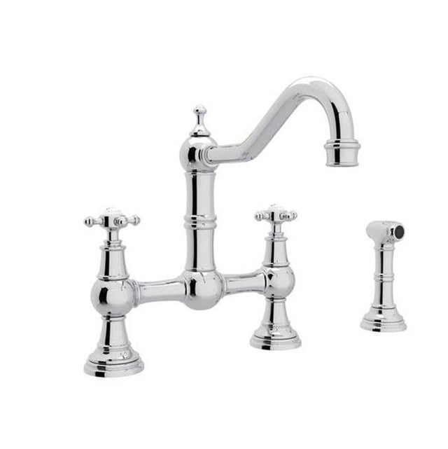 Rohl - EdwardianE Bridge Kitchen Faucet With Side Spray - Polished Chrome