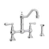 Rohl - EdwardianE Bridge Kitchen Faucet With Side Spray - Polished Chrome