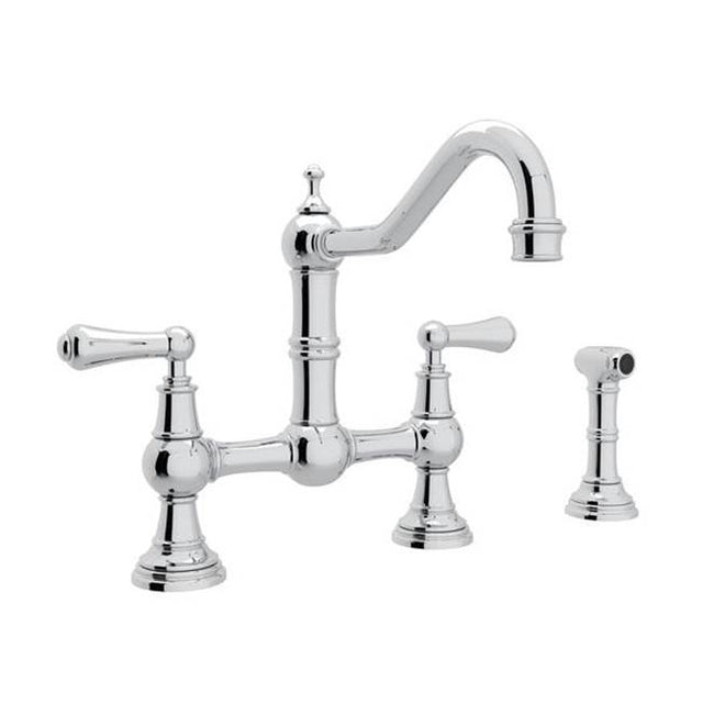 Rohl - EdwardianE Bridge Kitchen Faucet With Side Spray - Polished Chrome