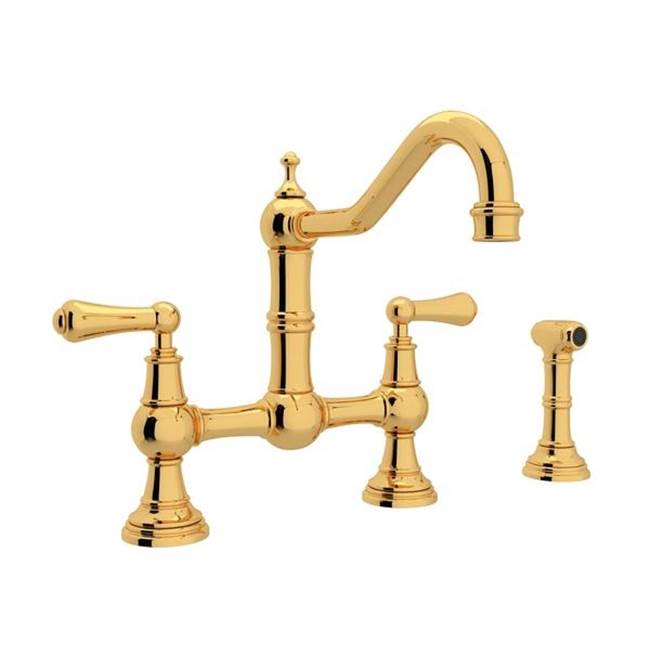 Rohl - EdwardianE Bridge Kitchen Faucet With Side Spray - English Gold
