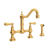 Rohl - EdwardianE Bridge Kitchen Faucet With Side Spray - English Gold