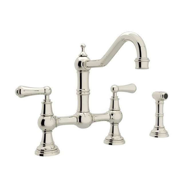 Rohl - EdwardianE Bridge Kitchen Faucet With Side Spray - Polished Nickel