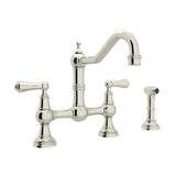 Rohl - EdwardianE Bridge Kitchen Faucet With Side Spray - Polished Nickel