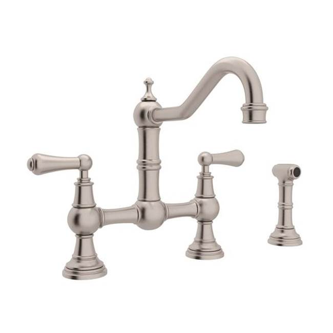 Rohl - EdwardianE Bridge Kitchen Faucet With Side Spray - Satin Nickel