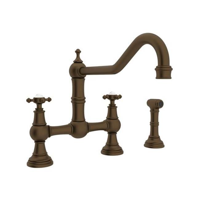 Rohl - EdwardianE Extended Spout Bridge Kitchen Faucet With Side Spray - English Bronze