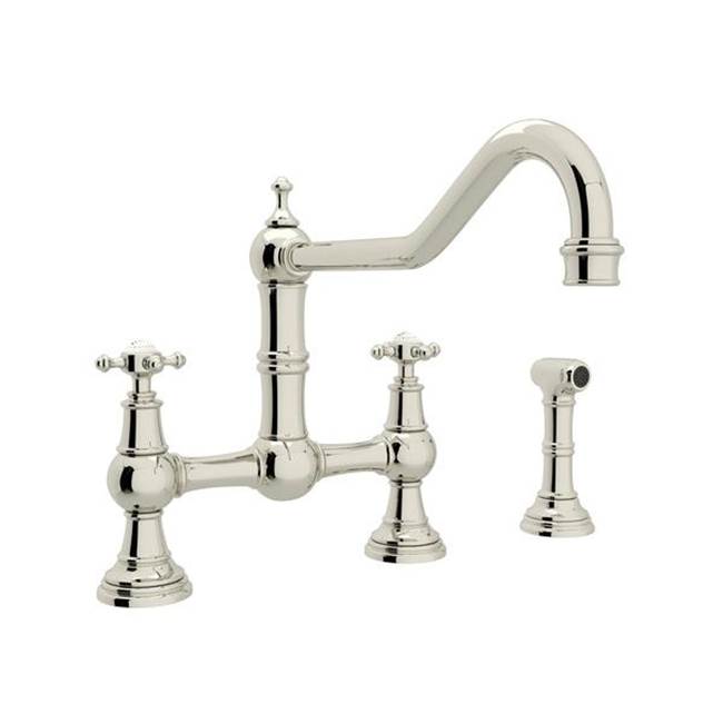 Rohl - EdwardianE Extended Spout Bridge Kitchen Faucet With Side Spray - Polished Nickel
