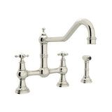 Rohl - EdwardianE Extended Spout Bridge Kitchen Faucet With Side Spray - Polished Nickel
