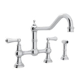 Rohl - EdwardianE Extended Spout Bridge Kitchen Faucet With Side Spray - Polished Chrome