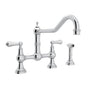 Rohl - EdwardianE Extended Spout Bridge Kitchen Faucet With Side Spray - Polished Chrome