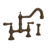 Rohl - EdwardianE Extended Spout Bridge Kitchen Faucet With Side Spray - English Bronze